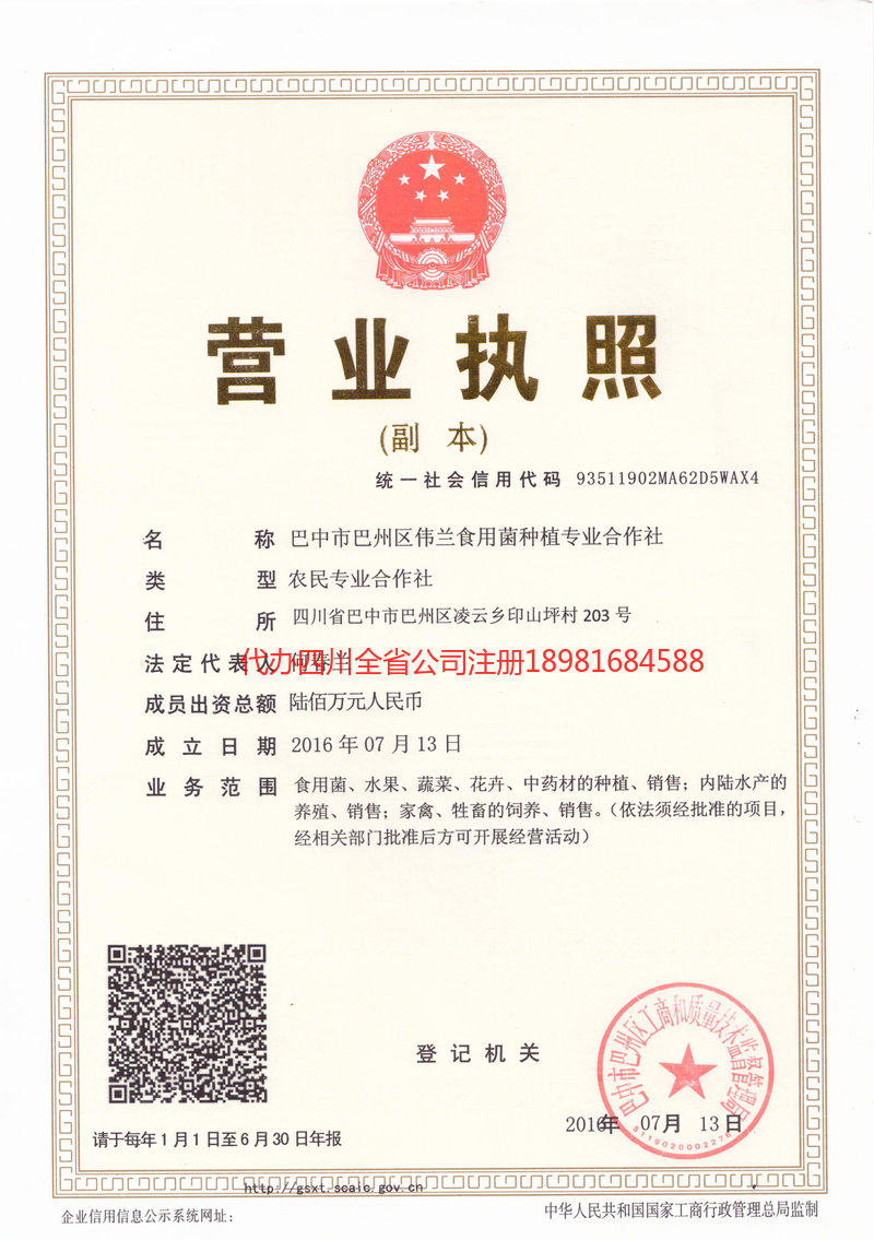 黔南布依族苗族自治州黔南布依族苗族自治州伟兰食用菌种植专业合作社